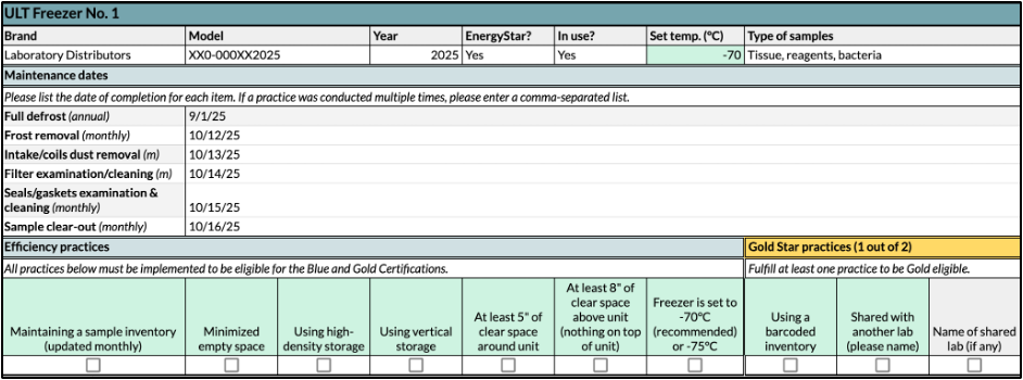 ULT Freezer No. 1 table screenshot